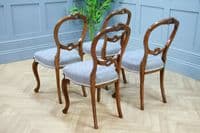 Set of 4 Antique Victorian Walnut Balloon Back Dining Chairs Cabriole Original