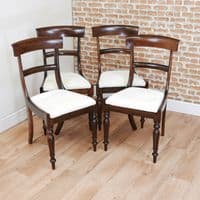 Set of 4 Antique William IV Solid Rosewood Dining Chairs Regency Carved C1835