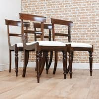 Set of 4 Antique William IV Solid Rosewood Dining Chairs Regency Carved C1835