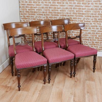 Set of 6 Antique William IV Solid Mahogany Dining Chairs Regency Carved C1835