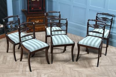 Set of 6 Original Regency Antique Double Rope Back Mahogany Dining Chairs C1795