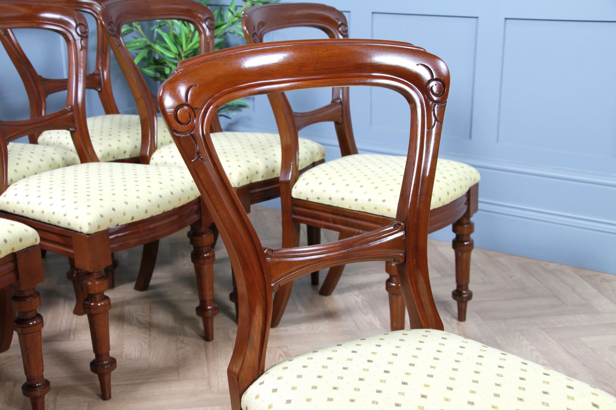 Set of 8 Antique Original Victorian Mahogany Dining Chairs Carved