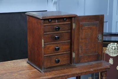 Small Antique 19th C Walnut & Oak Spice Cabinet Watchmakers Apothecary Cupboard