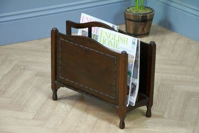 Vintage 1950's Mahogany Magazine Rack Newspaper Canterbury Music Sheet Antique