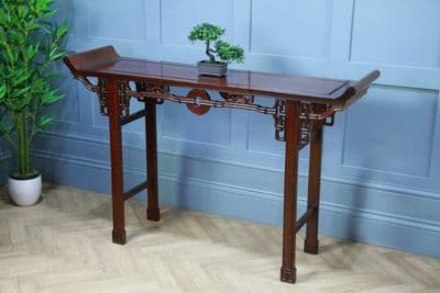 Vintage 20th Century Oriental Japanese Zelkova Narrow Hall / Sofa / Alter Table