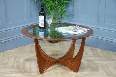 Vintage 60's Mid Century G Plan Astro Round Teak Glass Top Coffee Table Restored