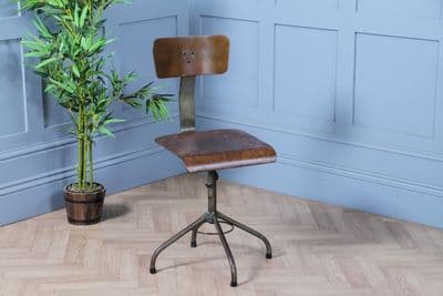 Vintage Industrial Height Adjustable Machinists Engineer Swivel Chair Office 50s