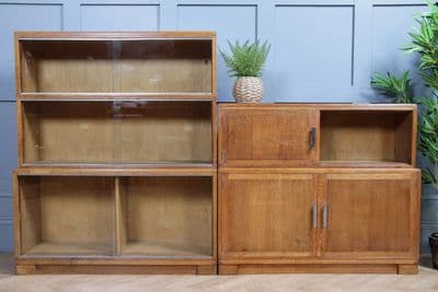Vintage Mid Century Minty Library Sectional Glazed Barristers Bookcase Cupboards