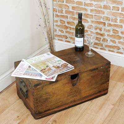Vintage O&S LTD Wooden Battery Box Chest Coffee Table Waxed Military Industrial