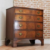 Vintage Reprodux Bevan Funnel Small Bow Fronted Mahogany Chest of 4 Drawers 1970