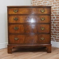 Vintage Reprodux Bevan Funnel Small Bow Fronted Mahogany Chest of 4 Drawers 1970