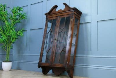 Vintage Reprodux Bevan Funnel Small Glazed Wall Hanging Cabinet Mahogany