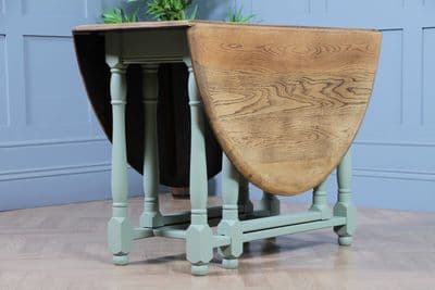 Vintage Solid Oak Painted Drop Leaf Gate Leg Kitchen Dining Table Restored 50's