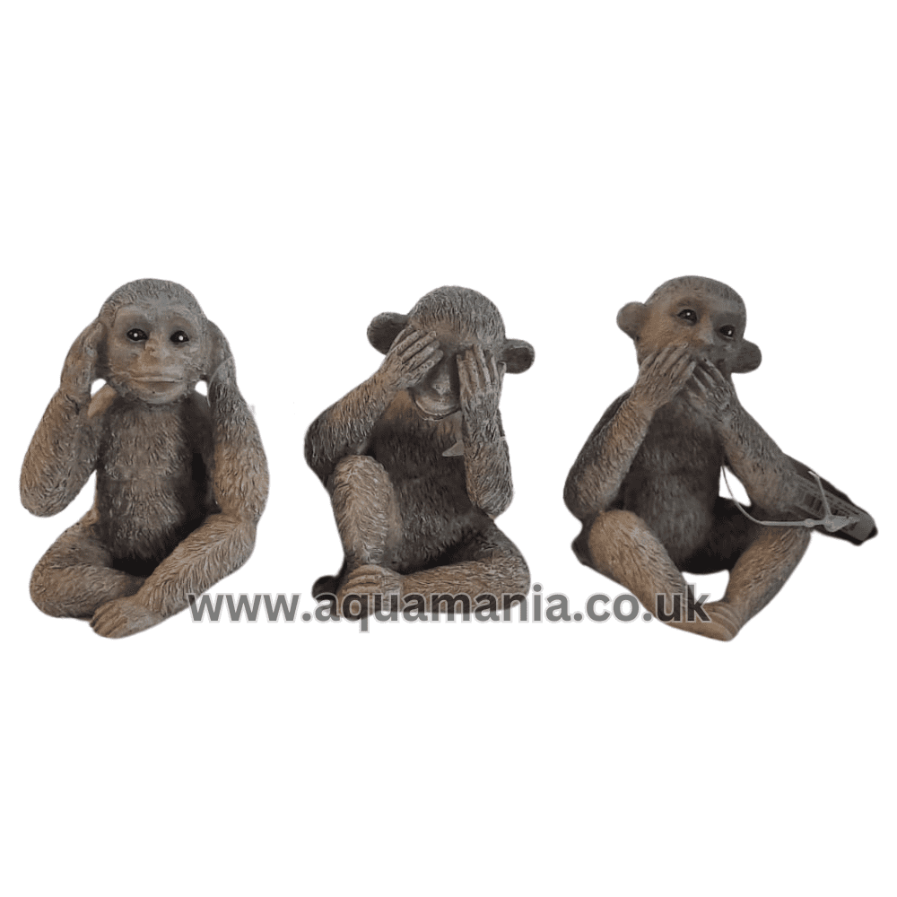 Three wise monkeys aquarium ornaments - sold as individuals or a trio set