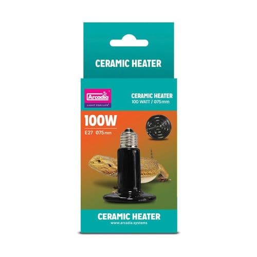 Arcadia Ceramic Heat Emitter Reptile Heat Bulb - Black - Screw Fitting