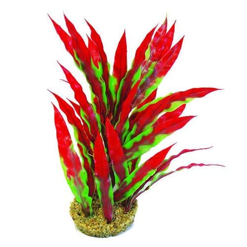 Betta 10" Green & Red Plastic Plant (PP355)