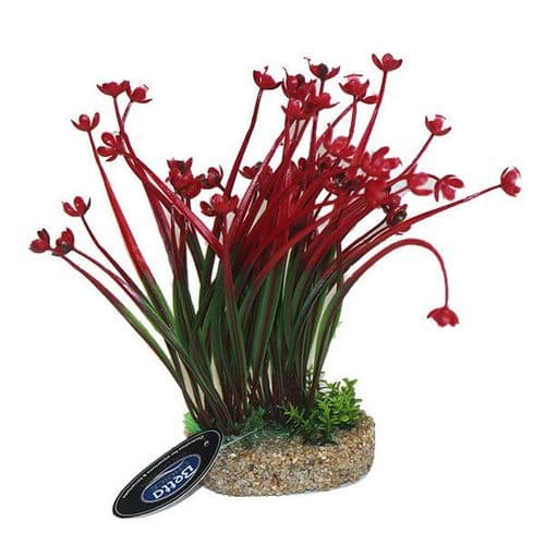 Betta 8" Red Flower Plastic Plant (PP350)