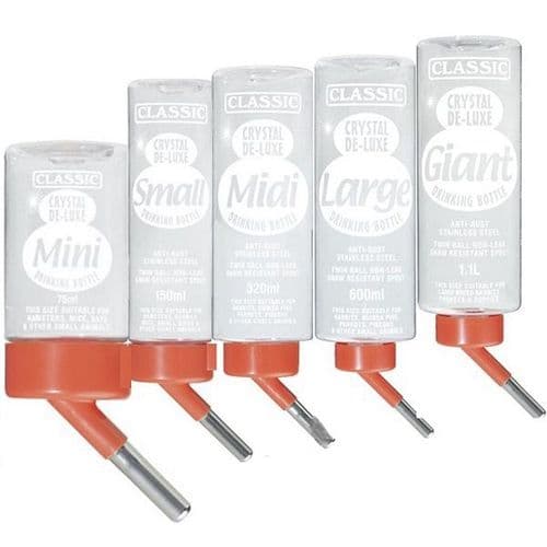 Classic Small Animal Clear Water Bottles (Range)