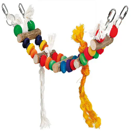 Little Zoo Rainbow Colourful Bridge Rope Bird Toy / Perch (44cm)