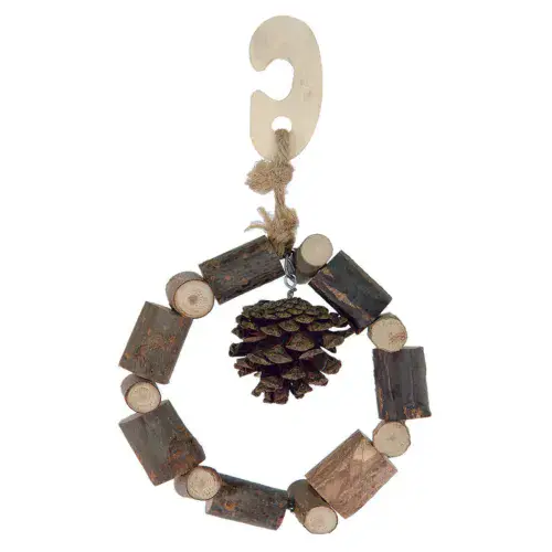 Little Zoo Wood and Pine Cone Hanging Ring Toy