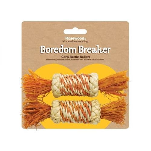 Rosewood Boredom Breakers Corn Rattle Rollers 2pk