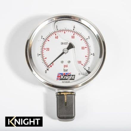 Pressure Gauge 4", 0-100PSI, 7bar