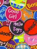Embroidered Iron on Neon Orange  Im Anxious Badge for Dogs, by Lazy Dog Company.