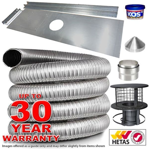 Complete Flue Liner Kit for Gas Stoves 5 Inch Liner 316 grade 30 year