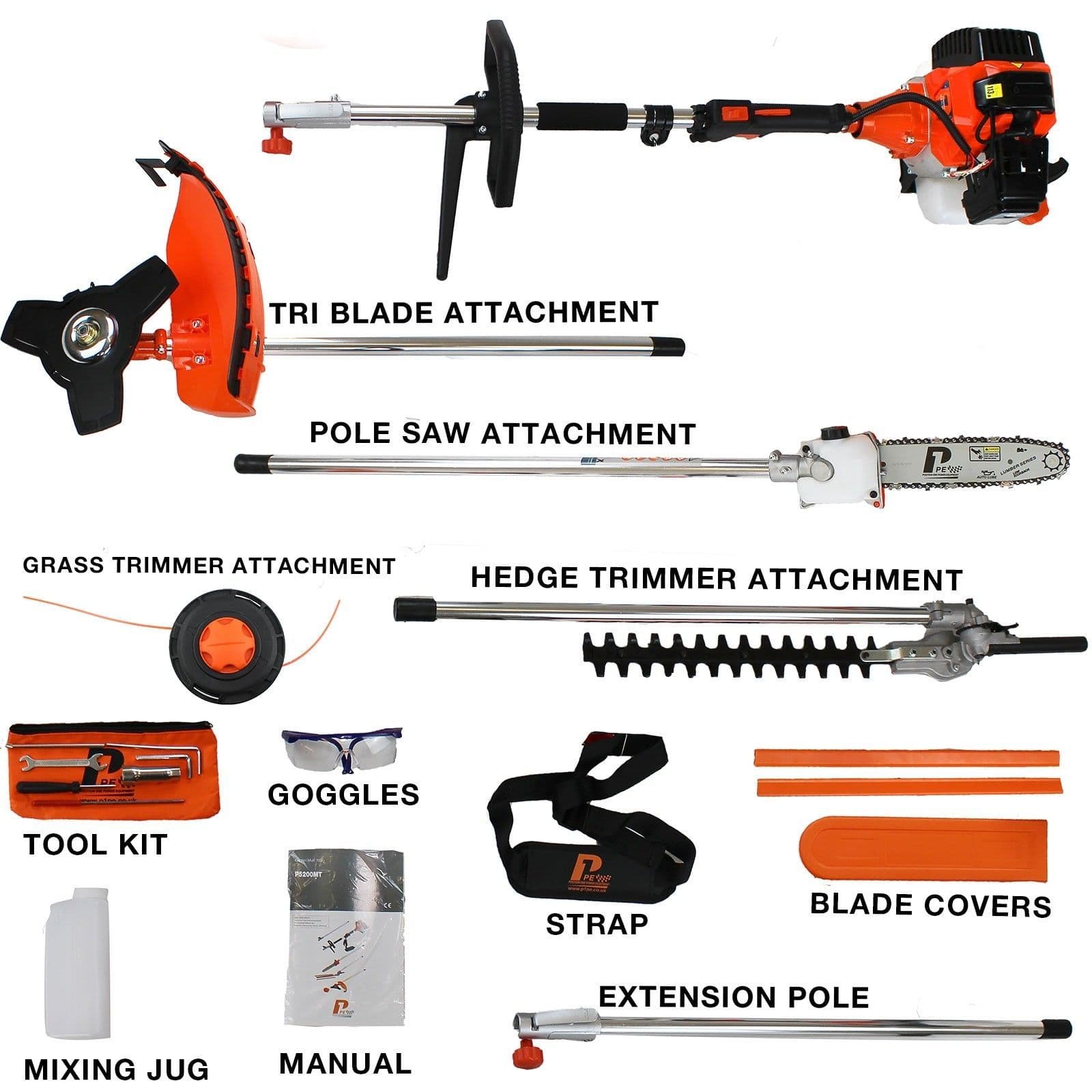 P1PE Powered by Hyundai P5200MT 52cc Petrol Garden MultiTool