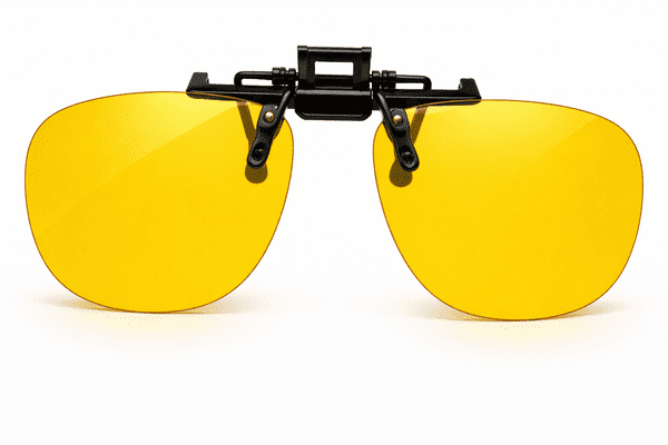 Double yellow clip on glasses