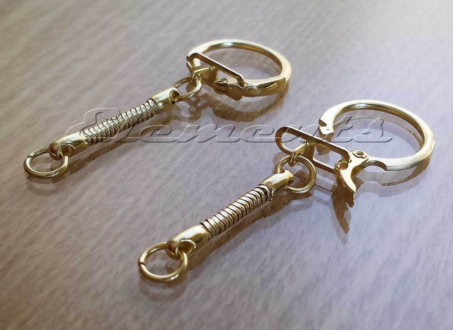 Gold Plated Key Rings With Locking Clasp & Snake Chain BM162