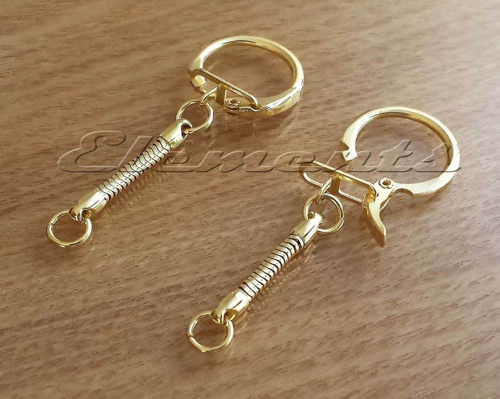 Gold Plated Key Rings With Locking Clasp & Snake Chain BM162