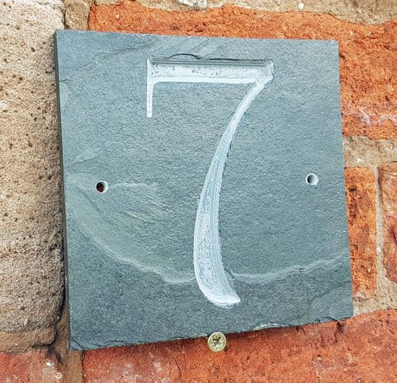 150 x 150 x 10mm Natural Slate Number Plaque