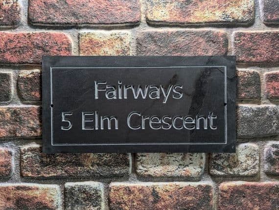 400mm x 200mm x 10mm Natural Slate House Sign