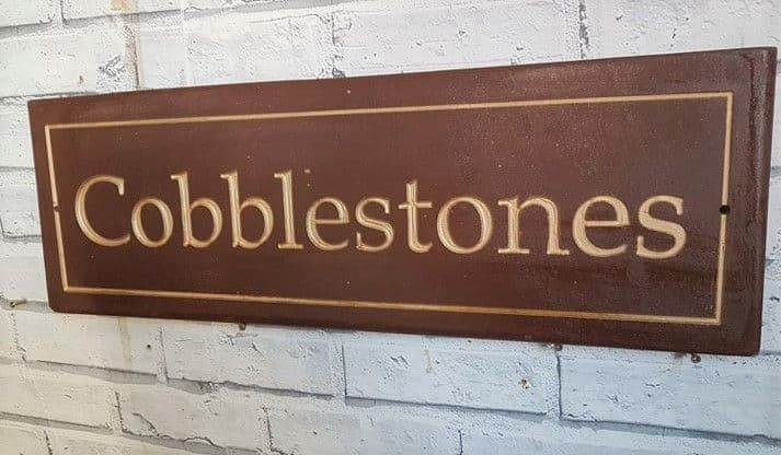 Honed Red sandstone sign 600 x 195mm