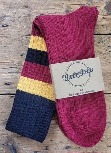 Claret & Amber Stripe - Medium Wool Socks