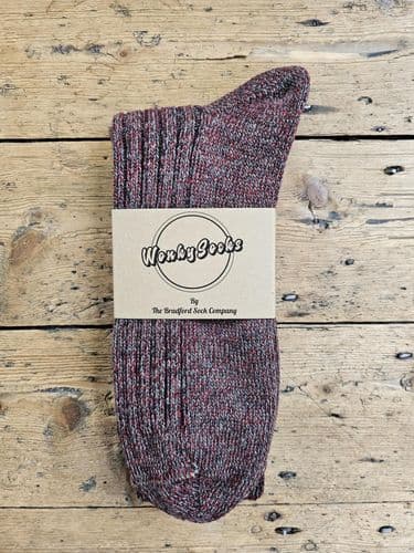 Claret/Moss Marl (Recycled Yarns) - Medium Wool Socks