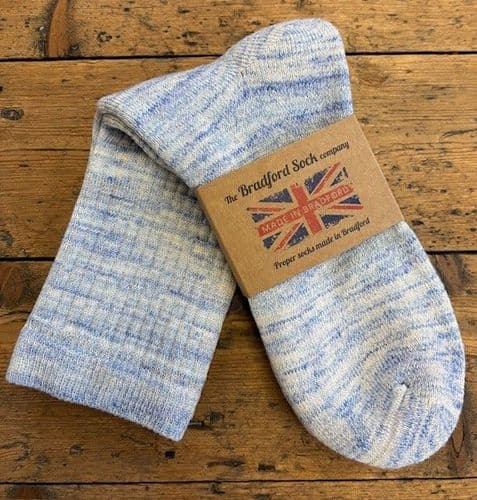 Hand dyed Supima Cotton Walking Socks Blue - Terry Foot