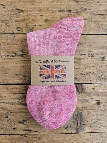 Hand dyed Supima Cotton Walking Socks  Bright Pink -  Terry Foot (1)