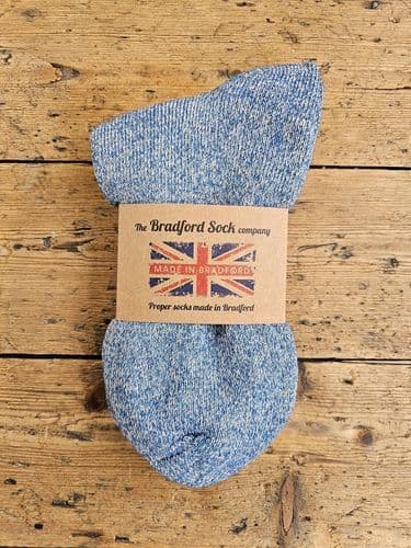 Hand dyed Supima Cotton Walking Socks  Denim -  Terry Foot