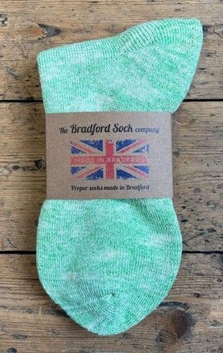 Hand dyed Supima Cotton Walking Socks Green - Terry Foot (1)