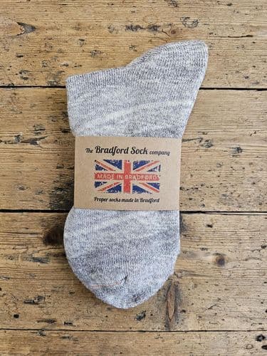Hand dyed Supima Cotton Walking Socks Grey - Terry Foot