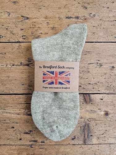 Hand dyed Supima Cotton Walking Socks Moss - Terry Foot