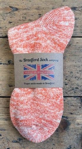 Hand dyed Supima Cotton Walking Socks  Orange -  Terry Foot