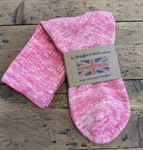 Hand dyed Supima Cotton Walking Socks Red / Pink -  Terry Foot