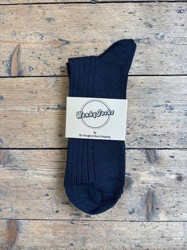 Large Black Wool Sock  11+ UK