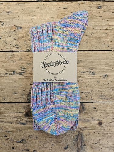 Pink, Yellow, Turquoise  - Small Sock - (5-7 UK Loose Top)