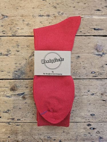 Red / blue toe stitch- Thin - Large Wool Socks