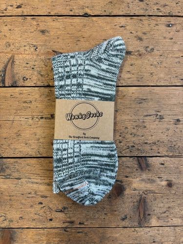 Wonky Green Marl Medium Wool Sock