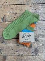 Wonky Green Turquoise Orange Large Socks
